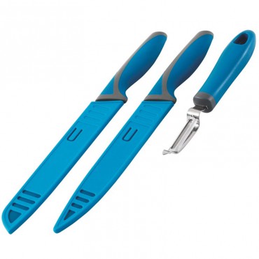 OUTWELL Knife Set w/Peeler grey/blue kemping szett